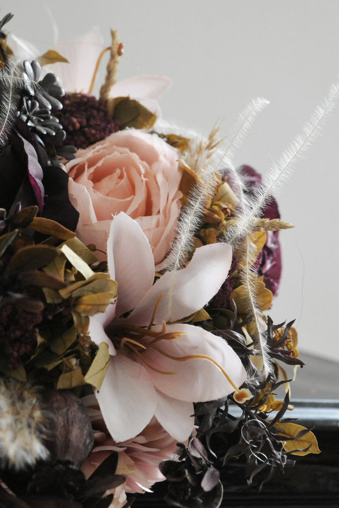 Deep Purple and Pink Bridal Bouquet | Rustic Boho Wedding Bouquet