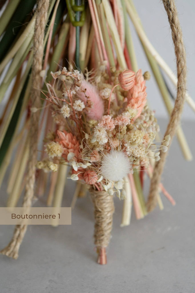 White and Pink Rose Dried Flowers l Wedding Bouquet Set