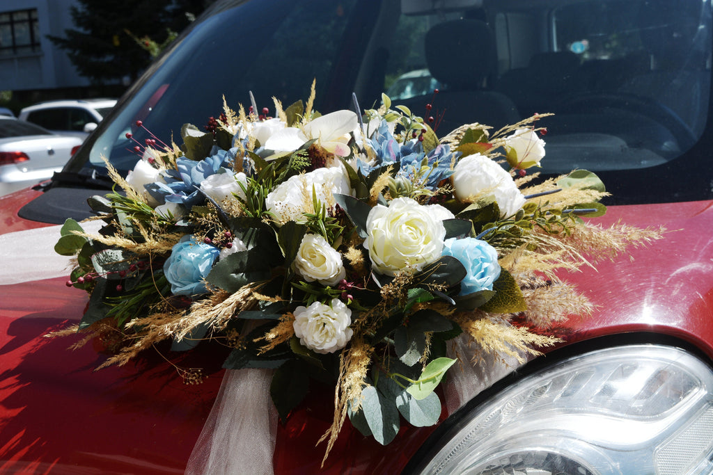 Blue Flower Wedding Car Decoration l Personalized Wedding Bouquet for Cars