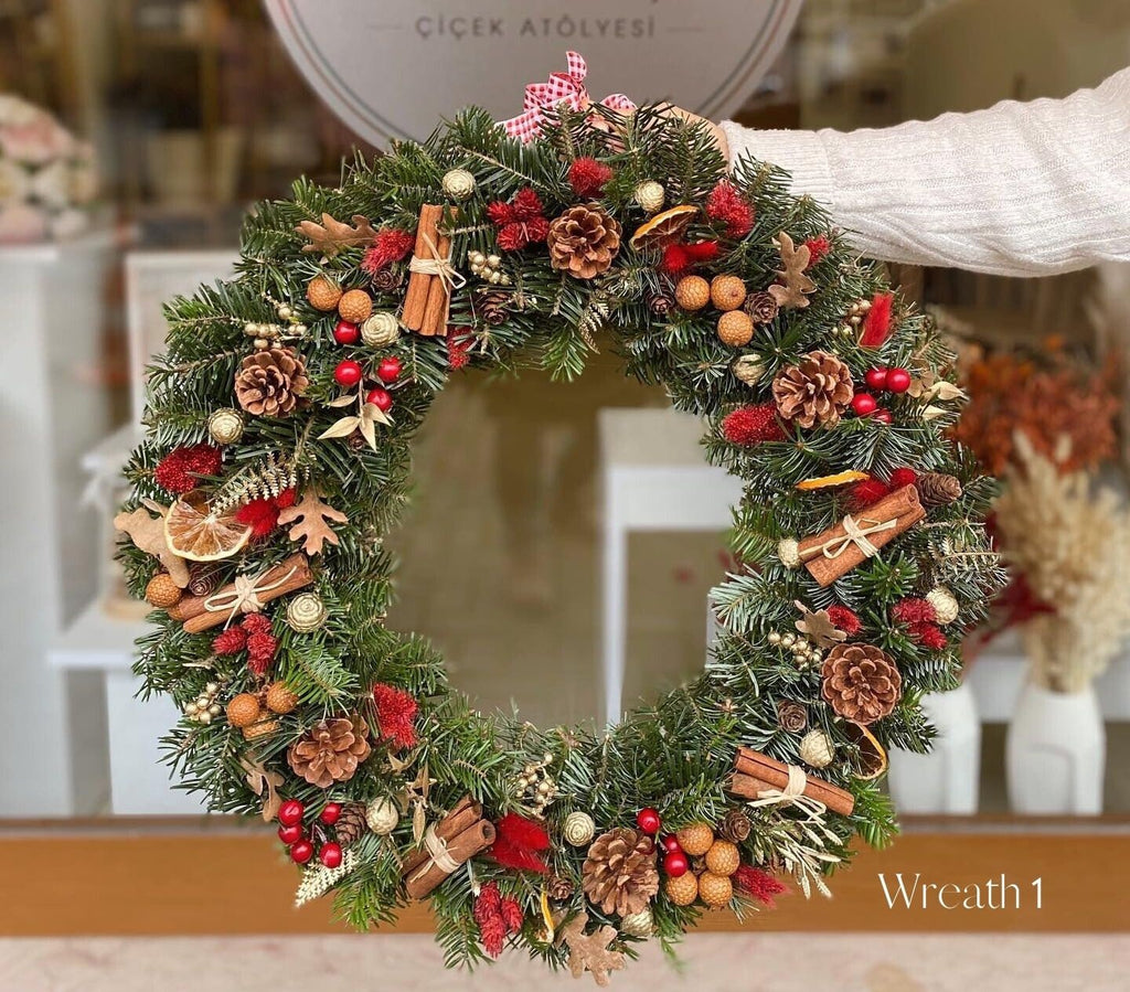 Christmas Front Door Wreath, Red Christmas Fireplace Decor, Thanksgiving Wreath