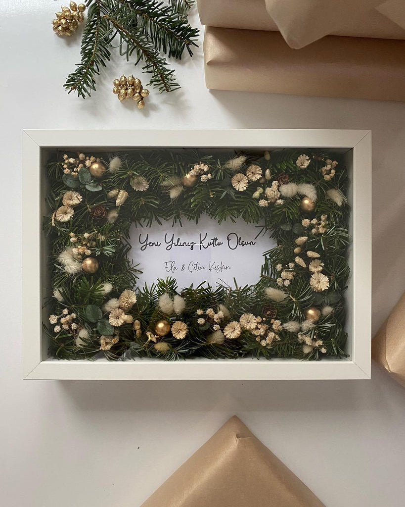 Personalized Christmas Frame, Christmas Decor, Custom Floral Frame