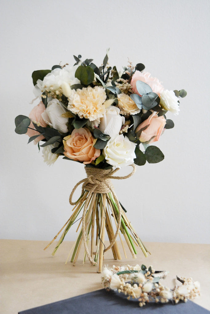 Wedding Bouquet Eucalyptus Set | Bridal Bouquet Blush Nude