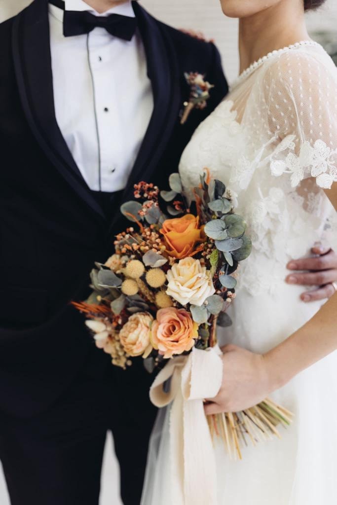 Dried Eucalyptus Bouquet l Autumn Colors Wedding Flowers